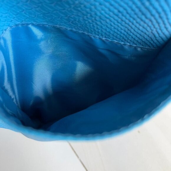 Large Blue Neiman Marcus Faux Snakeskin Tote Clean - Picture 8 of 8